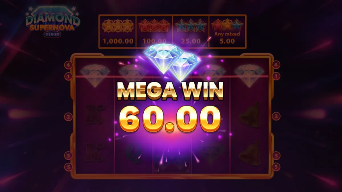 Interface do jogo Diamond Supernova em um smartphone