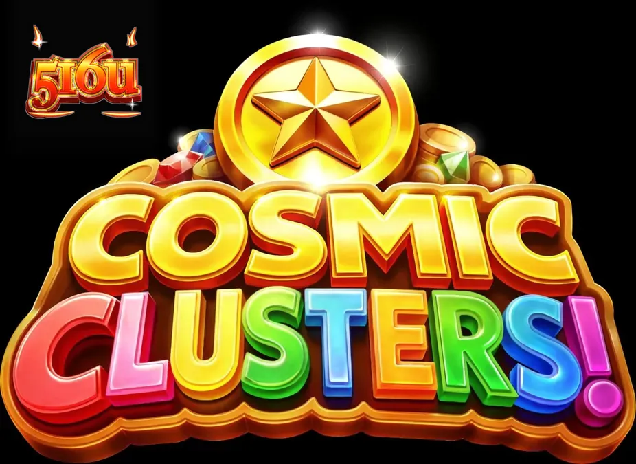 Interface do jogo Cosmic Clusters em um smartphone exibindo o grid de 6x6 e elementos espaciais neon.